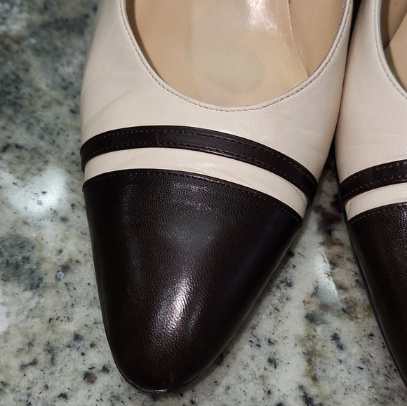 Saks Fifth Avenue 3" Heels US Women's Sz 8AA Cream/Black Gently Used - Picture 3 of 13